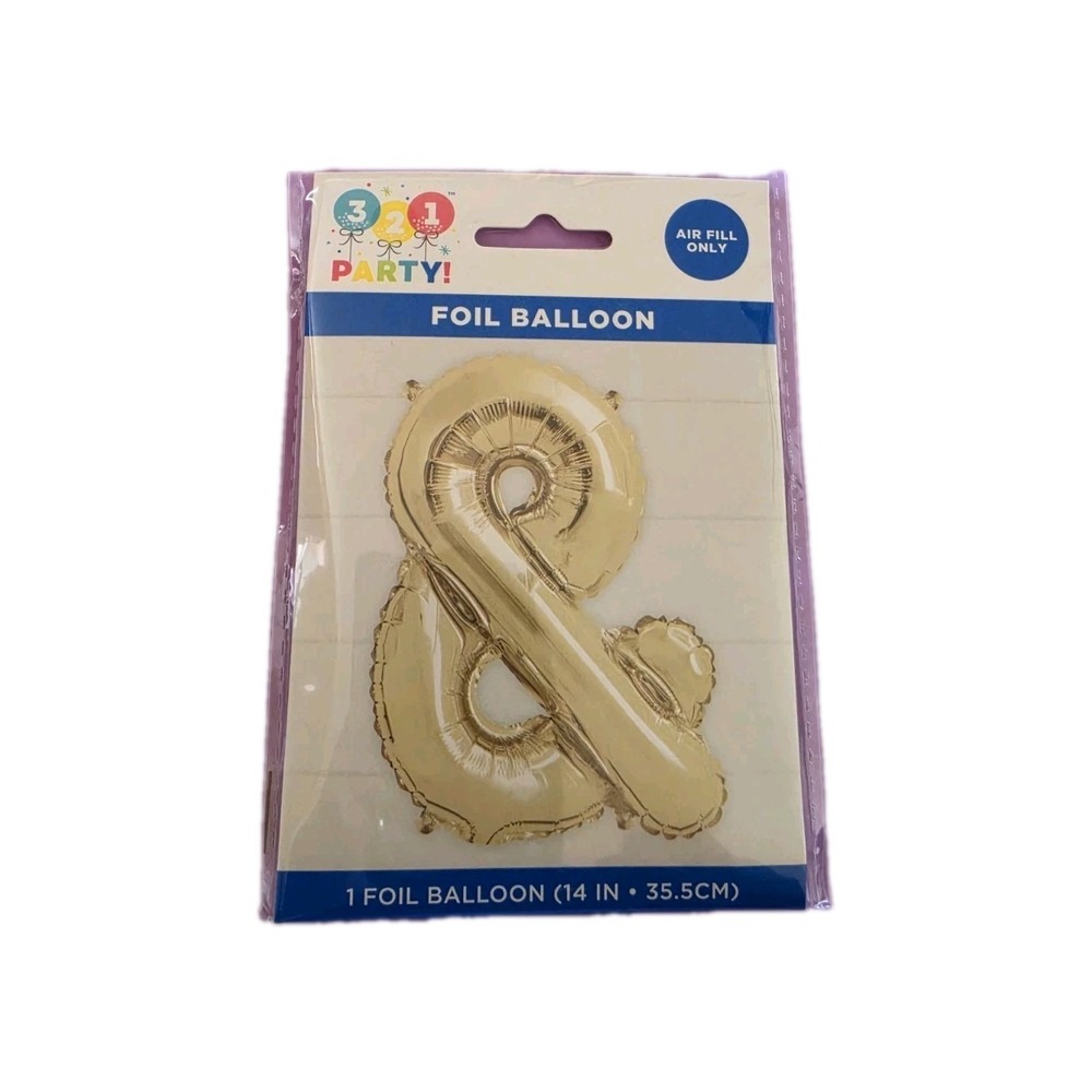 321 Party Foil Gold Balloon 14"  & SIGN NEW NIP Air Fill Only  #1266-1270